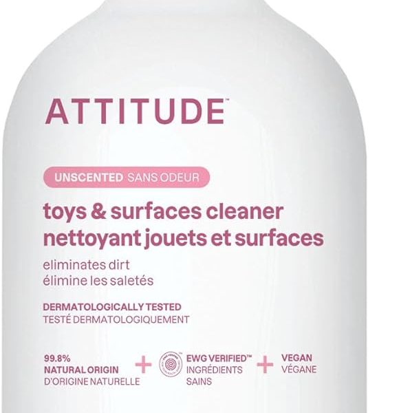 ATTITUDE Toy and Surface Cleaner, EWG Verified Multi-Surface Products, Vegan, Naturally Derived Multipurpose Cleaning Spray, Unscented, 27.1 Fl Oz