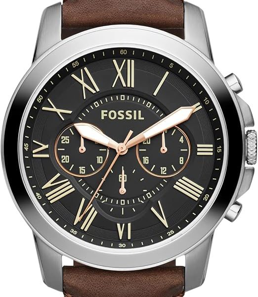 Fossil Men's Grant Quartz Stainless Steel and Leather Chronograph Watch
