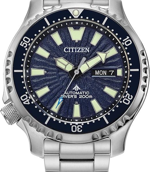 Citizen Men's Promaster Dive Fugu Automatic Watch, Stainless Steel, Luminous, ISO Compliant, Silver/Blue Dial (Model: NY0136-52L)
