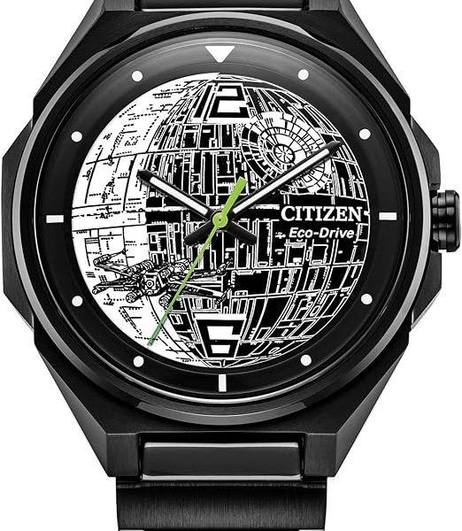 Citizen Men's Eco-Drive Star Wars Death Star Black IP Stainless Steel Watch, 3-Hand, Luminous,41mm (Model: BJ6539-50W)