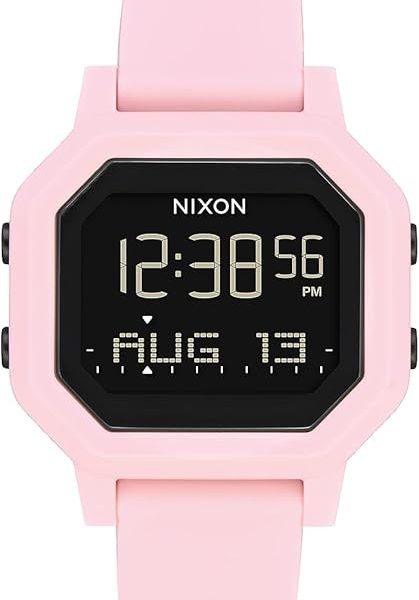 NIXON Siren A1210-100m Water Resistant Women's Digital Sport Watch (38mm Watch Face, 18mm-16mm Pu/Rubber/Silicone Band)