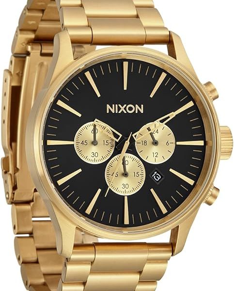 NIXON Sentry Chrono A1390-100m Water Resistant Men's Analog Classic Watch (42mm Watch Face, 23mm-20mm Stainless Steel Band)