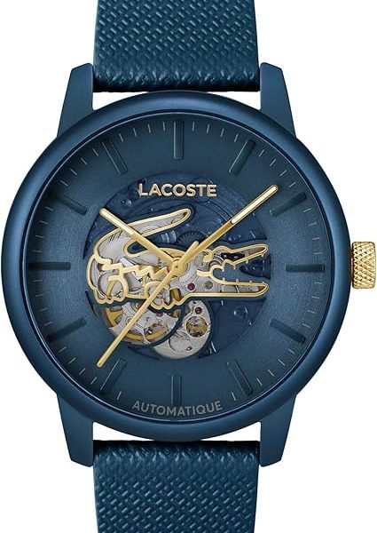 Lacoste.12.12 Men's Automatic Watch - Sporty Leather Strap - Water Resistant up to 5ATM/50 Meters - Self-Winding - Premium Fashion Timepiece - Gift for Him - 44mm