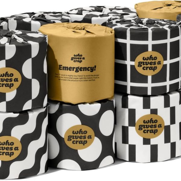 Who Gives A Crap 100% Bamboo Toilet Paper, 16 Rolls, 3 Ply, 330 Sheets, Long, Strong & Soft Toilet Tissue, Sustainable, Biodegradable, Renewable, Tree Free Bathroom Tissue Made with Bamboo Fibers