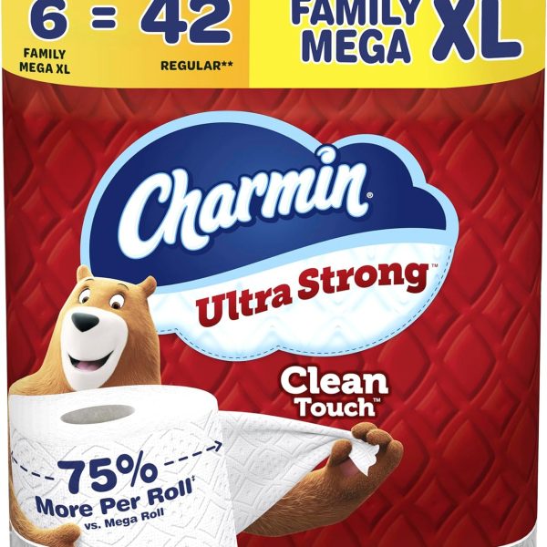 Charmin Ultra Strong Clean Touch Toilet Paper, 6 Family Mega XL Rolls = 42 Regular Rolls