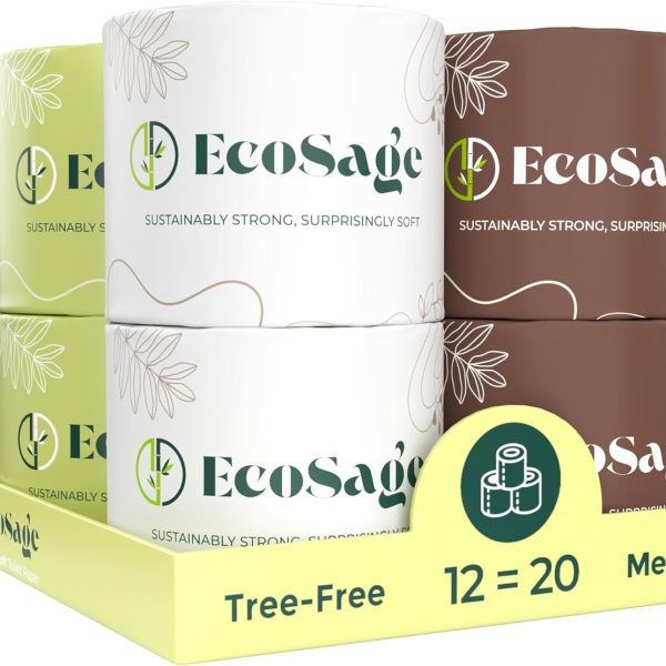 100% Bamboo Toilet Paper - 3 Ply 12 Mega Rolls (Equivalent to 20 Regular Rolls) | Highly Absorbent, Hypoallergenic, FSC-Certified | Eco-friendly,Sustainable, 360 Sheets per Roll, Eco-Conscious Choice