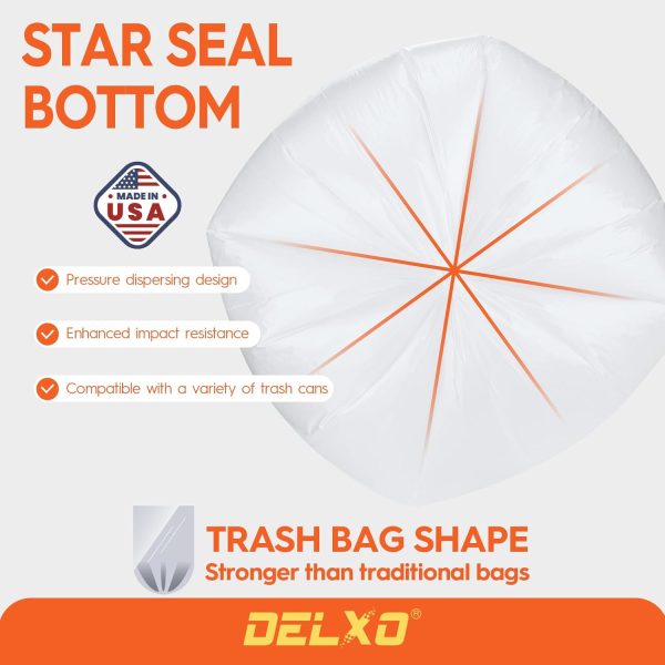 Delxo 55-60 Gallon Trash Bags, 100 Count – 0.9 Mil Medium Duty Garbage Bags, Durable & Puncture-Resistant Plastic Bolsas para basura, Perforated Design– Made in USA for Kitchen, Yard, Office (Clear)