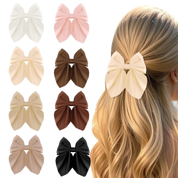 8Pcs Satin Bow Hair Clips Hair Bow for Women Hair Ribbons for Women Cute Hair Accessories for Women Girls