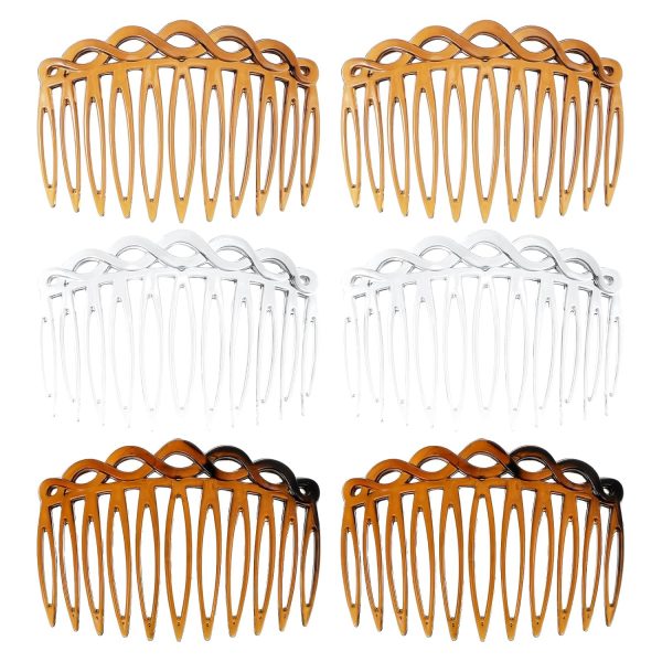 6 Pcs French Hair Side Combs For Women, Hair Comb Accessories Twist Decorative 3 Color Comb for Multiple Hairstyle Girls Women