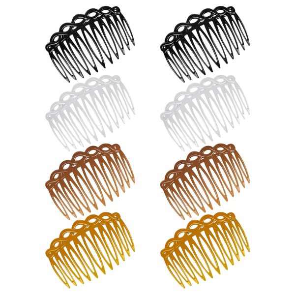 French Hair Side Combs, 6 Pcs French Twist Combs Plastic France Comb 11 Tooth Hair Comb 2.95x1.96in'' Bridal Head Accessories Set for Women Retro Style Wedding Brides Veil