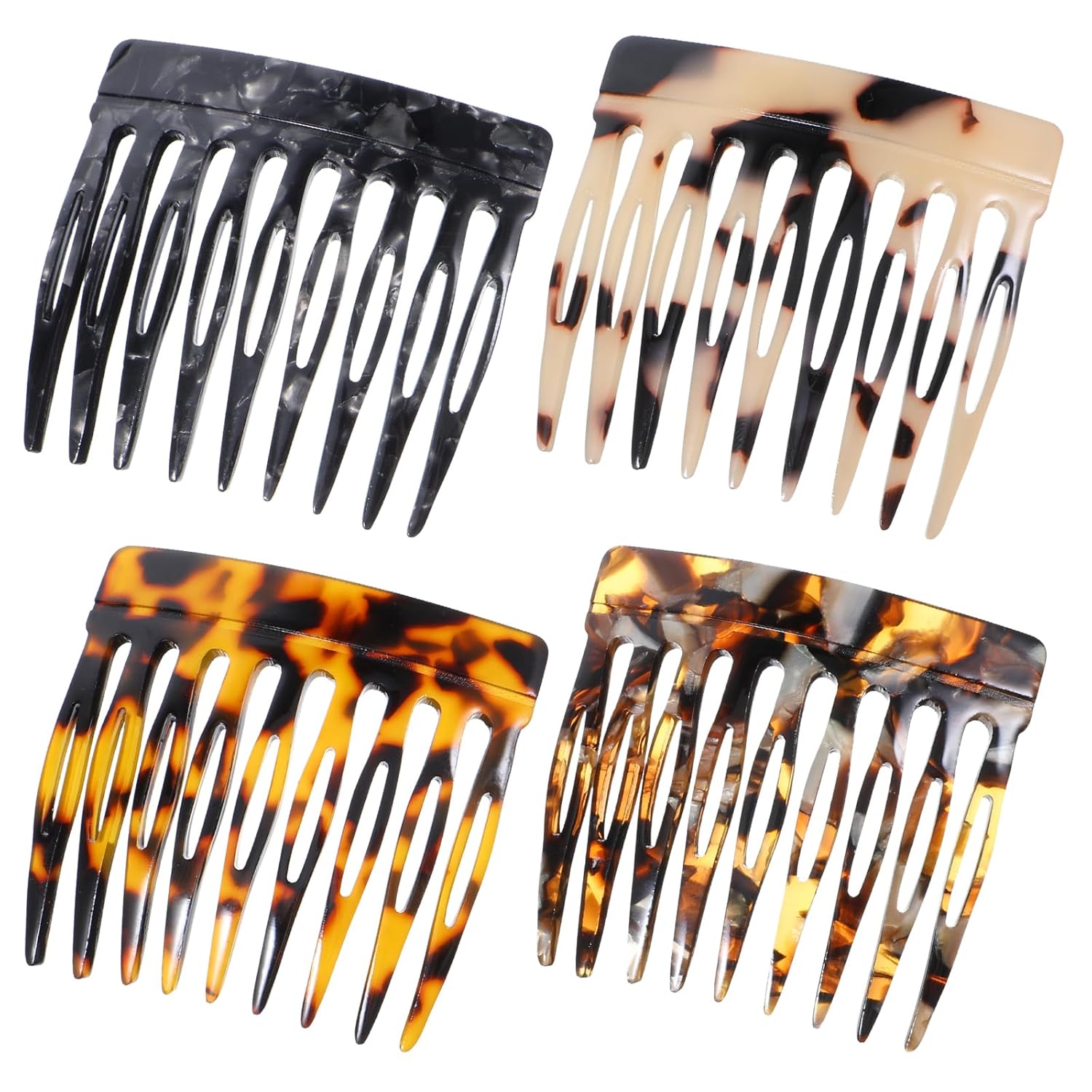 Sh527 4 PCS French Side Combs Small French Tortoise Comb Twist Decorative French Twist Hair Styling Combs Accessories Strong Hold Hair Clips Accessories for Women Bun Chignon Updo Styling - Image 1
