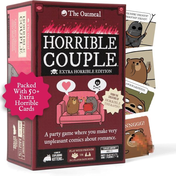 Exploding Kittens Horrible Couple – Extra Horrible Edition – Party Game for 2-8 Players, from The Creators of Horrible Therapist | A Fun Game Night with Friends, Funny Card Game for Adults