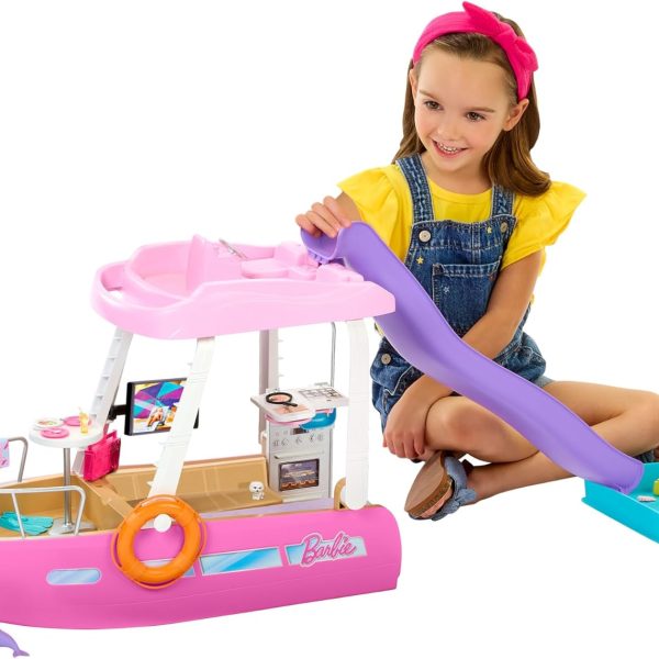 Barbie Dream Boat Playset with 20+ Ocean-Themed Accessories Sized to Fashion Dolls Including Pool, Slide & Dolphin