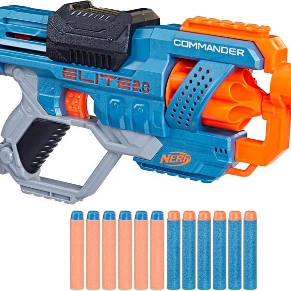 NERF Elite 2.0 Commander RD-6 Dart Blaster, 12 Darts, 6-Dart Rotating Drum, Outdoor Toys, Ages 8 and Up
