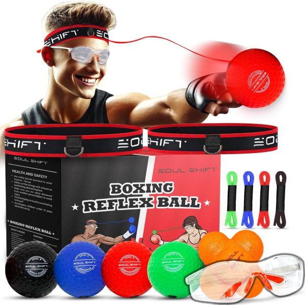 Soul Shift Boxing Reflex Ball Set | Competition Edition for Kids & Adults | Train Speed, Focus & Hand-Eye Coordination | Adjustable Headbands & Multiple Balls | Fun Home & Gym Workout Equipment