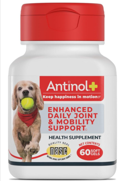 Antinol Plus, Mobility, Hip, and Joint Supplement for Dogs, Green-Lipped Mussels and Krill Oil - Dog Joint Supplement, Better and Faster Than Glucosamine and Chondroitin, 60 Soft Gels