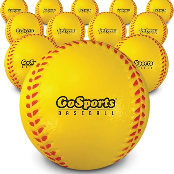 GoSports Foam Training Baseball 12 Pack - Regulation Size Foam Baseballs for Soft & Safe Throwing, Catching and Batting Practice