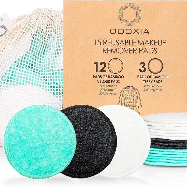 Reusable Makeup Remover Pads | Eco Friendly & Zero Waste Cotton Rounds | Beauty Products | 15 Natural & Organic Face Pads with Laundry Bag | Soft for All Skin Types | Bamboo Wipes for Facial Cleansing