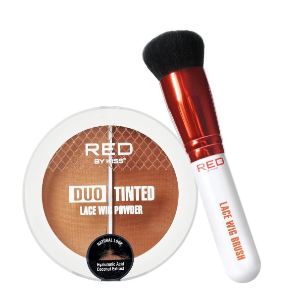 RED by Kiss Lace Wig Brush Tinted Powder Set – Matte Finish, Oil Control, Lightweight, Long-lasting, Mix & Match Shade Duo