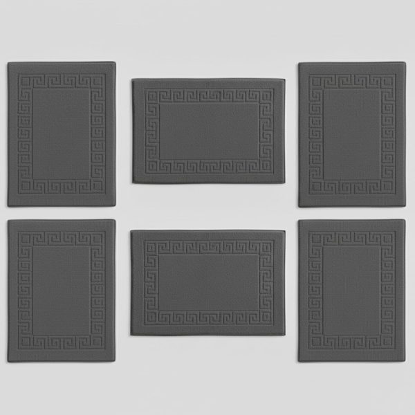 SKY BEDDINGS 6-Pack Dark Grey Cotton Bath Mats - 20" x 30", Ultra-Soft & Super Absorbent, Ring-Spun Cotton, Banded Design - Bathmat Towel Hotel Style - Ideal for Shower Floor, (Not a Bathroom Rug)