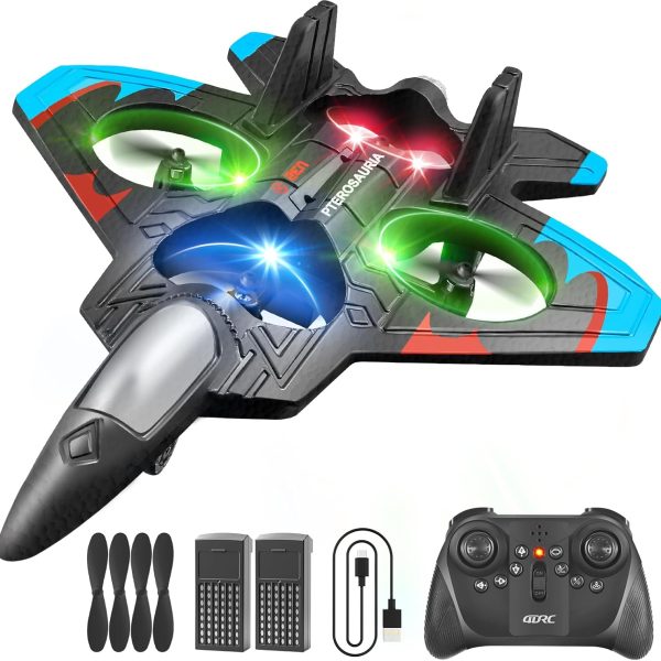 4DRC V32 Foam Remote Control Airplanes RC Planes for Kids Adults, RC Airplane Fighter Jet with Light, 360° Flip Fighter Jet Toys, Stunt Roll, Airplane Toy Gifts for Kids Boys