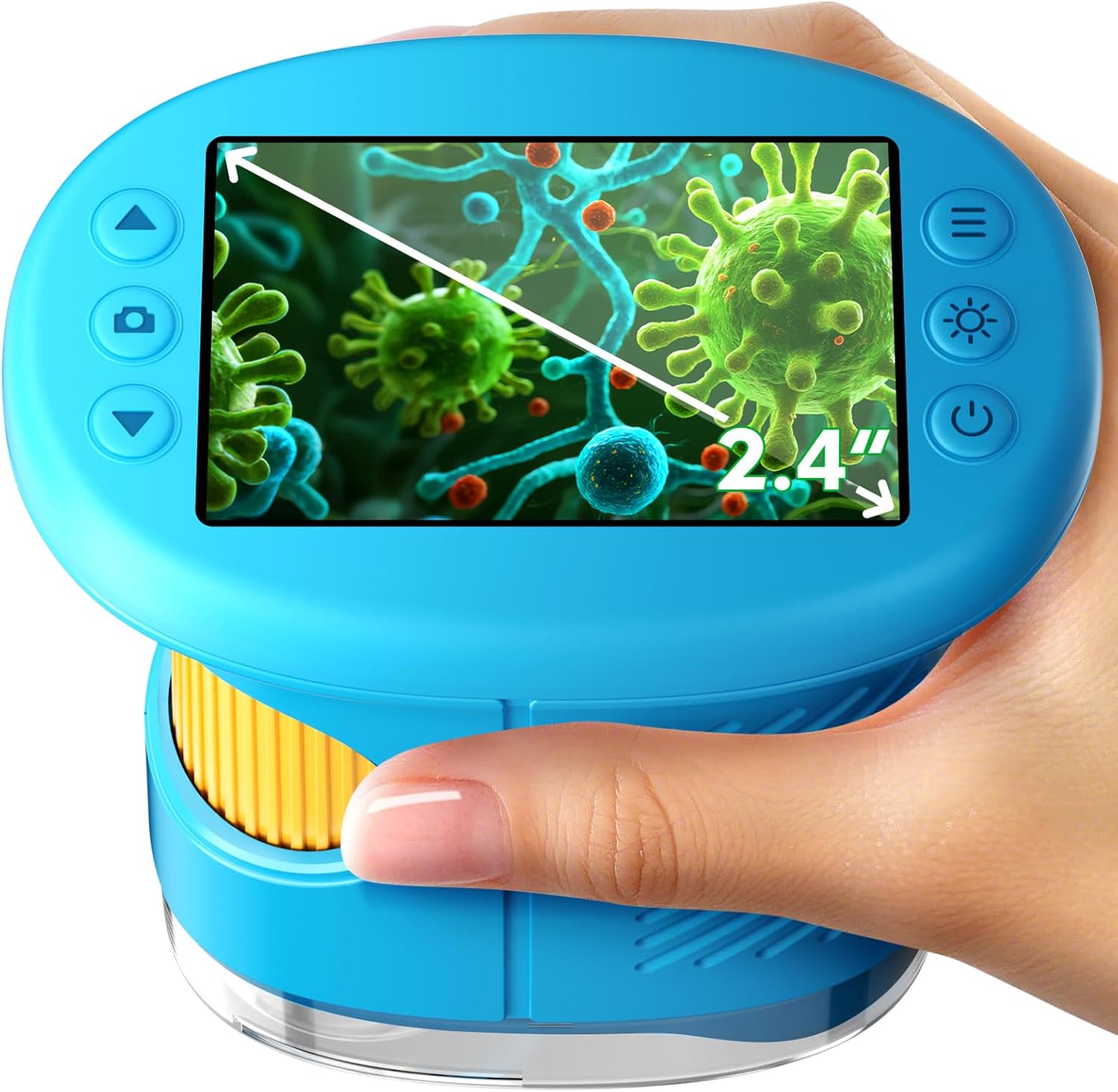 th133 1000X Handheld Microscope for Kids, 4K 2.4" Screen Digital Kids Microscopes with 12 Slides, Portable Edu Toys Gifts for Age 3 4 5 6 7 8 9 10 11 12 Year Old Boys Girls Children Students(Blue) - Image 1
