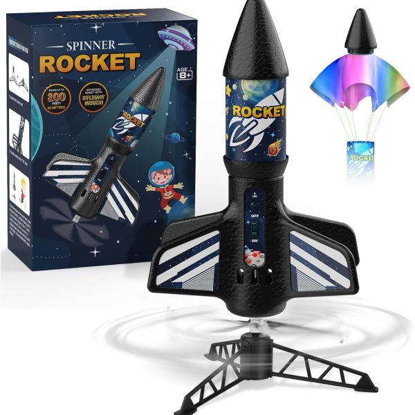 Rocket Launcher for Kids, Self Launching Motorized Air Rocket Toy, Outdoor Toys for Ages 8-12, Model Rockets with Parachute Safely Land, Spaceship Launch up to 200 ft Birthday Gifts for Boys
