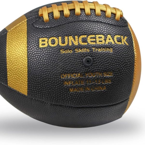 BOUNCEBACK Soft Leather Training Football, Youth Size & Official Size, Fatherless PU PassCatch Solo Enhancing Passing Catching(with Pump)