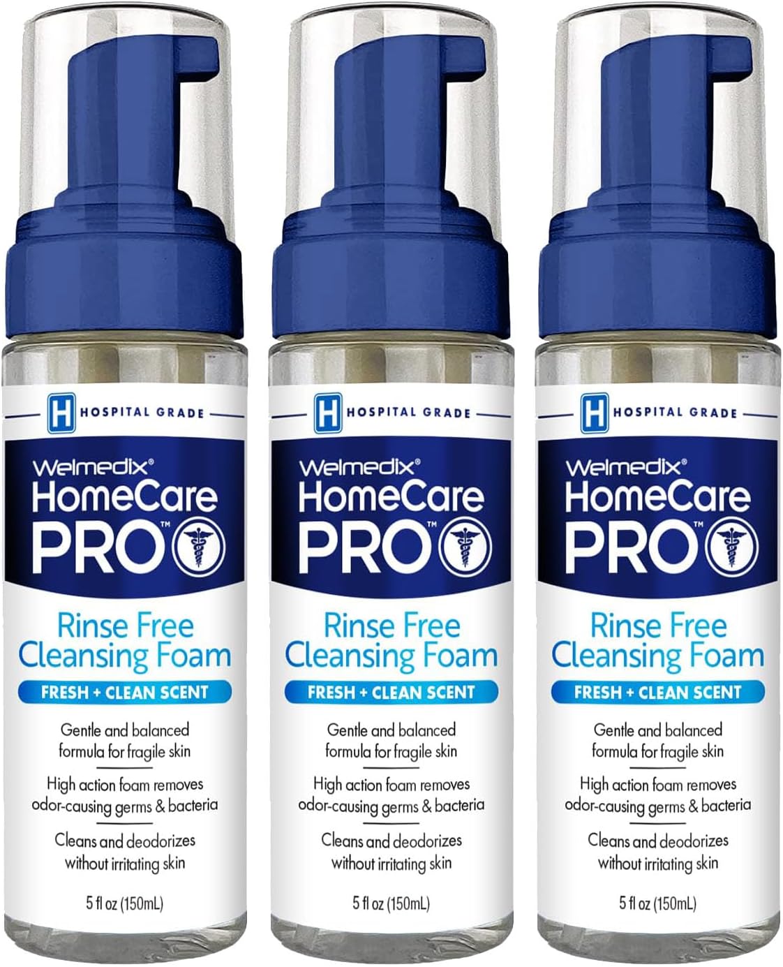 tn37 Welmedix Rinse Free Cleansing Foam, 3 in 1 Body Wash, Shampoo and Personal Cleanser for Elderly, Incontinence and Infant Care, Hospital Grade, Sulfate Free, Paraben Free (Pack of 3) - Image 1