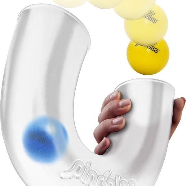 Original pindaloo Skill Game with 2 Balls- Gifts for Kids and Adults Indoor & Outdoor Games, Ball Toys for Boys, Girls, & Teens - Gift Ideas, Fun Stuff, Develops Motor & Juggling Skills-Transparent