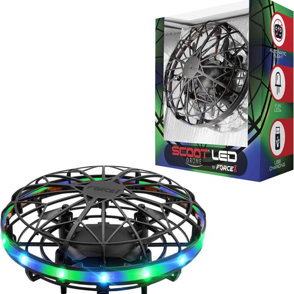Force1 Scoot LED Hand Operated Drone for Kids or Adults - Hands Free Motion Sensor Mini Drones, Easy Indoor Flying Orb Ball Small UFO Toy for Boys and Girls (Green/Blue)