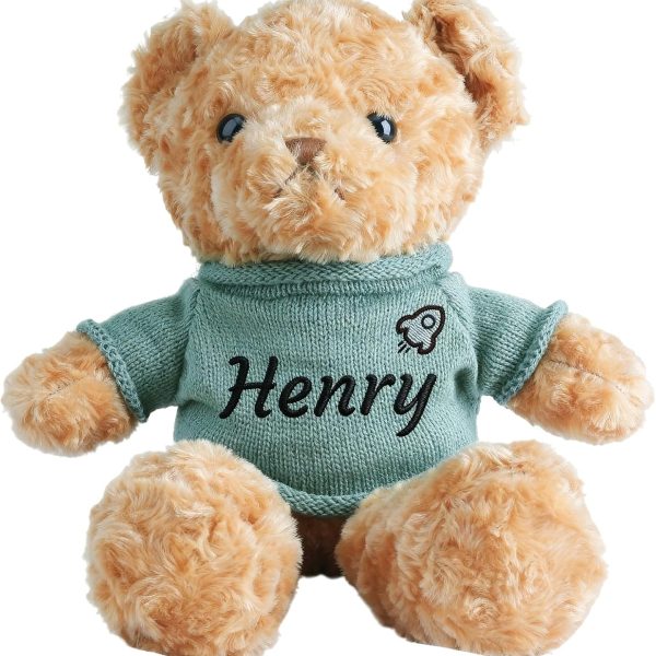 Personalized Embroidered Teddy Bear, Soft Plush Bear Animal Toy with Custom Name and Pattern, 12" & 16" Plush Gift for Valentine's Day, Birthday & Christmas