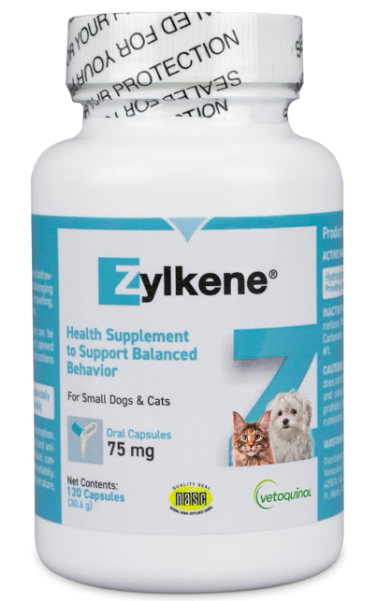 Vetoquinol Zylkene Calming Support Supplement for Small Dogs and Cats, Helps Promote Relaxation and Reduce External Stress Factors, Daily Behavioral Support and Anxiety Relief for Dogs and Cats, 75mg