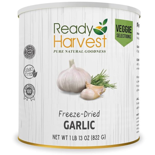 Ready Harvest Freeze Dried Food - Garlic | Emergency Food | Pantry Staples | #10 Can | 25-Year Shelf Life | Cans Filled to the Top