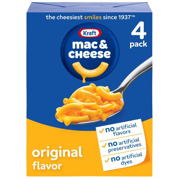 Kraft Original Mac & Cheese Macaroni and Cheese Dinner, 4 ct Pack, 7.25 oz Boxes