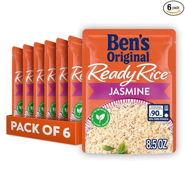 BEN'S ORIGINAL Ready Rice Jasmine Rice, Easy Dinner Side, 8.5 OZ Pouch (Pack of 6)