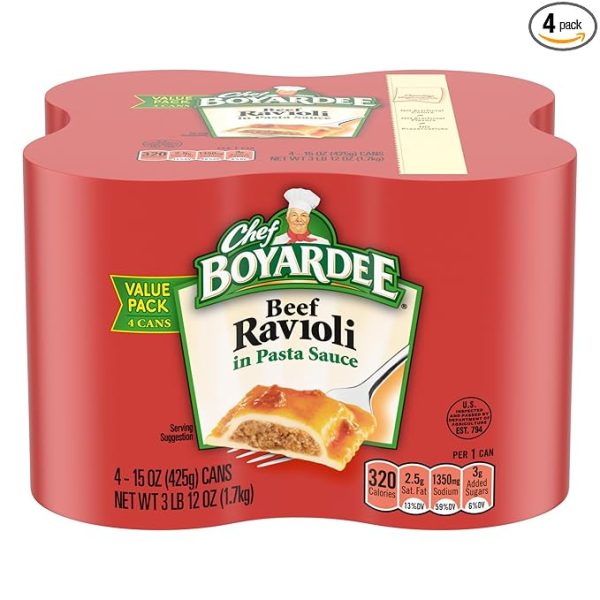 Chef Boyardee Beef Ravioli, 15 oz, 4 Pack