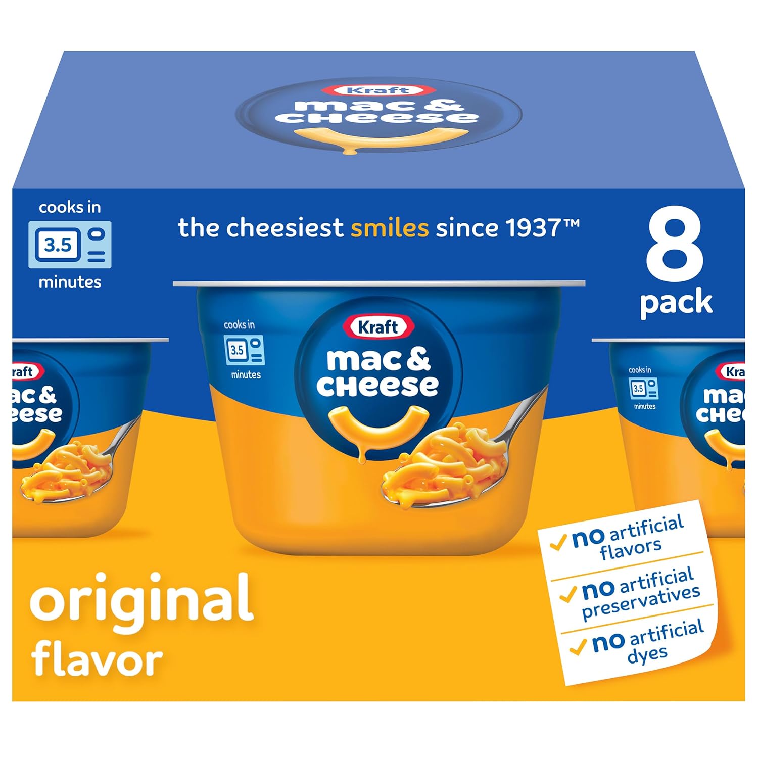 816P7zWumtL._SL1500_ Kraft Original Mac & Cheese, 8 ct Box, 2.05 oz Cups - Image 1